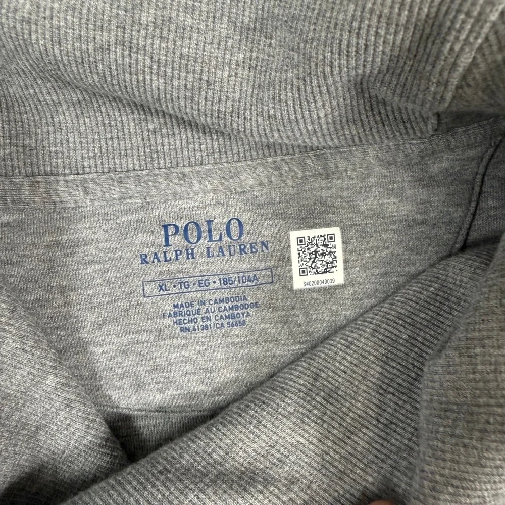Polo Ralph Lauren Mens XL Gray Shawl Collar Pullover Preppy Sweater Cotton Blend